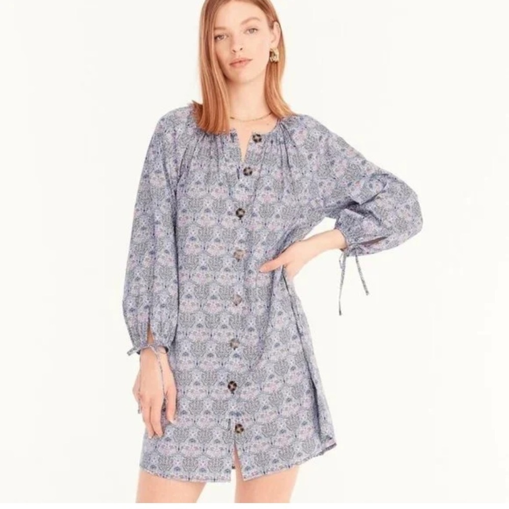 J.Crew liberty of London club nouveau print button down cotton dress XS NWT